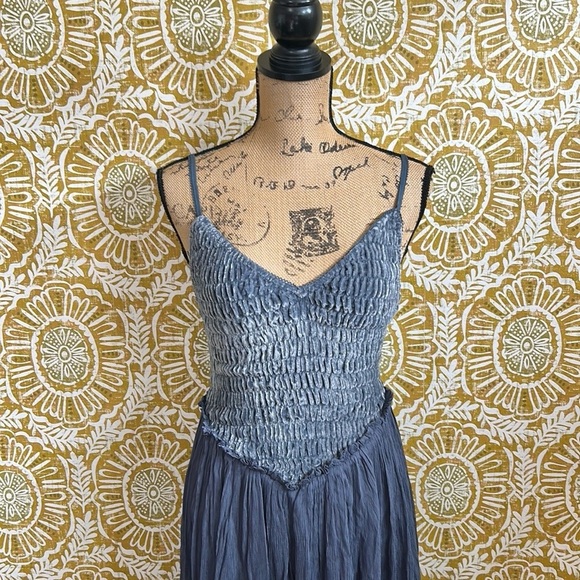 NWOT Free People Arabesque Velvet/Chiffon Maxi Dress in Flint Stone size S RARE - Picture 7 of 14